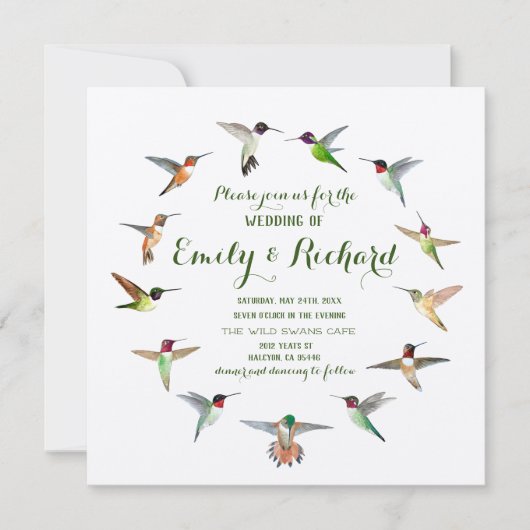 Kolibries bruiloft uitnodiging (Voorkant)