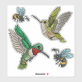 Kolibries en bijen sticker (Vel)