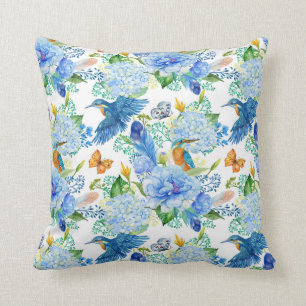 Kolibrie's En Blauwe Hortensia Kussen