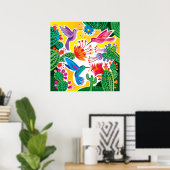 Kolibries en Bloeiende Cactussen Poster (Thuiskantoor)