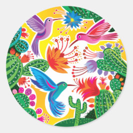 Kolibries en Bloeiende Cactussen Ronde Sticker