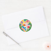 Kolibries en Bloeiende Cactussen Ronde Sticker (Envelop)