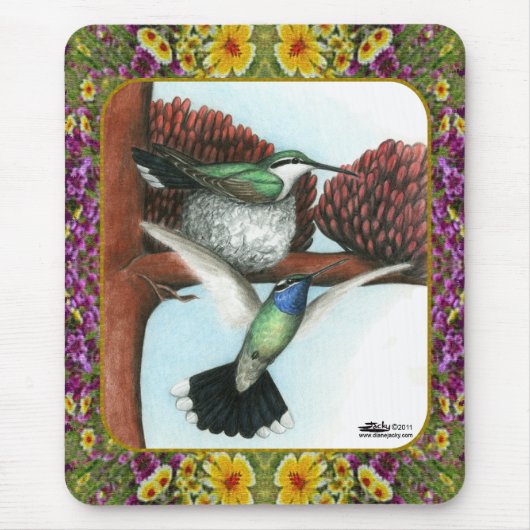 Kolibries en Bloemen #3 Muismat (Voorkant)