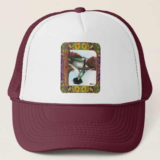 Kolibries en Bloemen #3 Trucker Pet (Voorkant)