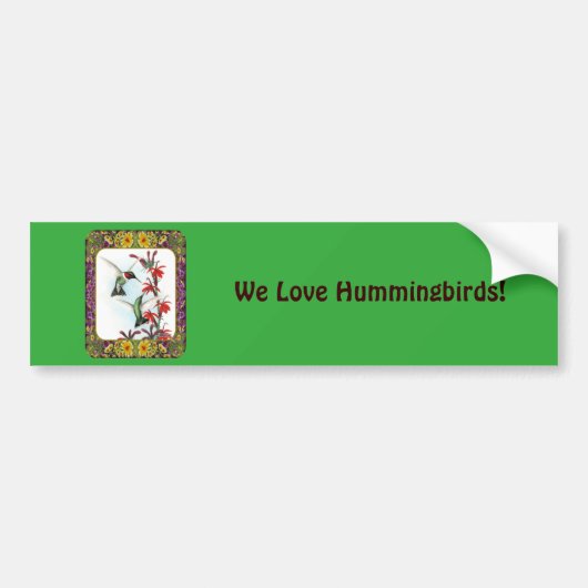 Kolibries en Bloemen #5 Bumpersticker (Voorkant)