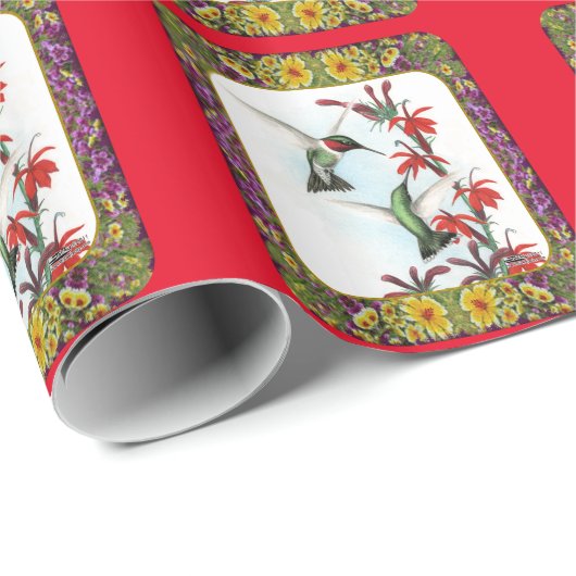 Kolibries en Bloemen #5 Cadeaupapier (Rol Hoek)