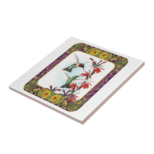 Kolibries en Bloemen #5 Tegeltje (Zijkant)