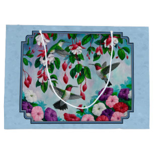 Kolibries en bloemen blauw large cadeautasje