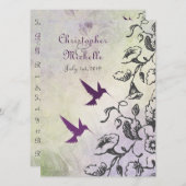 Kolibries en bloemen bruiloft uitnodiging (Voorkant / Achterkant)