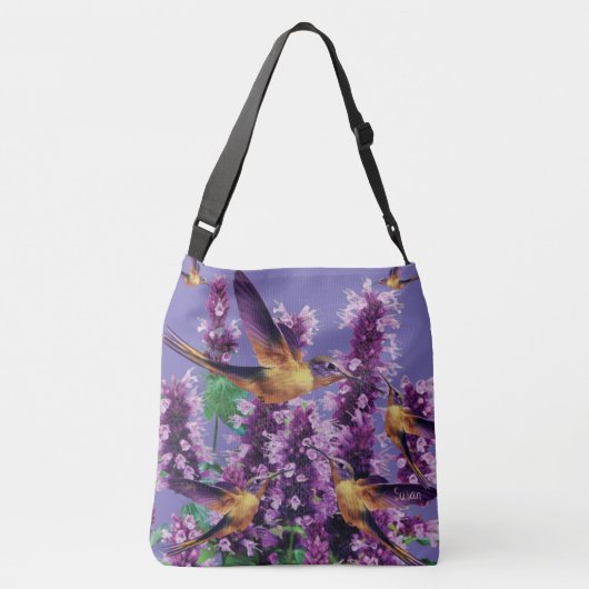 Kolibries en bloemen door CBDOilPrincess Crossbody Tas (Achterkant)