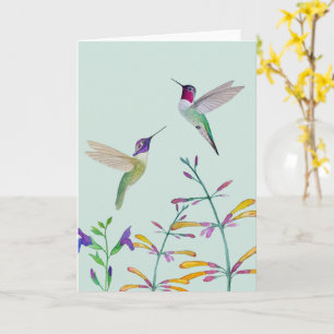 Kolibries en Bloemen Kaart