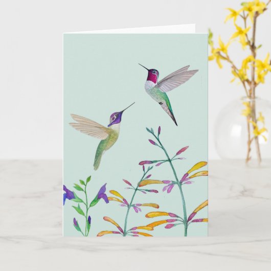 Kolibries en Bloemen Kaart (Gele Bloem)