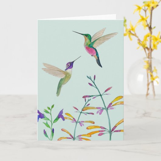 Kolibries en Bloemen Kaart (Gele Bloem)
