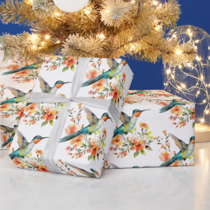 Kolibries en bloemen patroon cadeaupapier