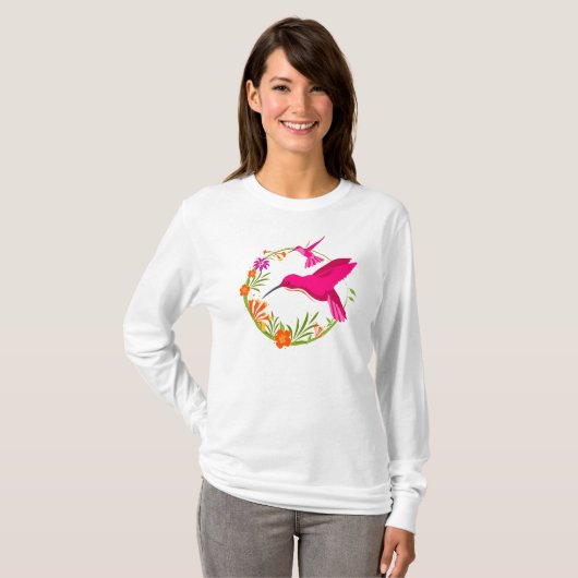 kolibries en bloemen t-shirt (Voorkant volledig)