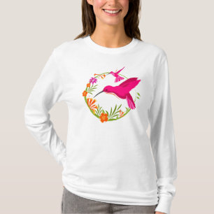  kolibries en bloemen t-shirt