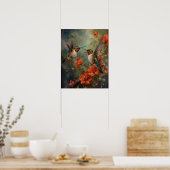 kolibries en bloemen vogelkunst print Poster (Keuken)