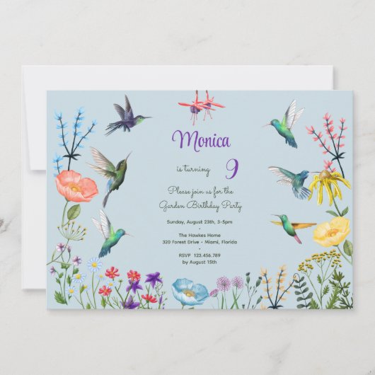Kolibries en Bloementuin verjaardagsfeestje Kaart (Voorkant)