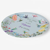 Kolibries en Bloementuin verjaardagsfeestje Papieren Bordje (Gekanteld)