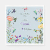 Kolibries en Bloementuin verjaardagsfeestje Servet (Voorkant)