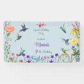 Kolibries en Bloementuin verjaardagsfeestje Spandoek (Horizontaal)