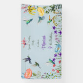 Kolibries en Bloementuin verjaardagsfeestje Spandoek (Verticaal)