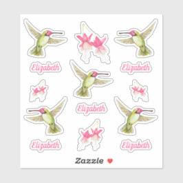 Kolibries en Fuchsia Bloesems Vinyl Sticker