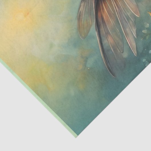 Kolibries en kleurrijke bloemen - Decoupage - Tissuepapier (Detail)