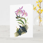 Kolibries en Roze Orchideeën Kaart (Gele Bloem)
