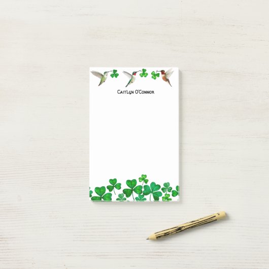 Kolibries en Shamrocks Notitieblok Post-it® Notes (Op bureau)