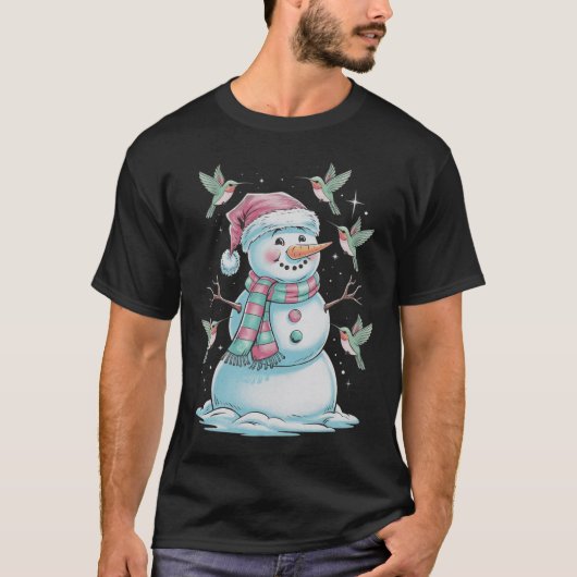 Kolibries en sneeuwpop voor Dierenvrienden T-shirt (Voorkant)