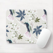 Kolibries en witte bloemen. muismat (Met muis)