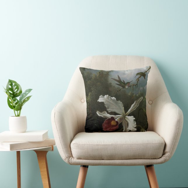 Kolibries en witte orchidee door Martin J. Heade Kussen (Stoel)