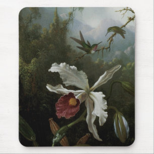 Kolibries en witte orchidee door Martin J. Heade Muismat