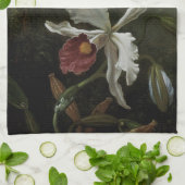 Kolibries en witte orchidee door Martin J. Heade Theedoek (Gevouwen)