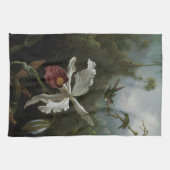 Kolibries en witte orchidee door Martin J. Heade Theedoek (Horizontaal)