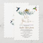 Kolibries Eucalyptus Baby shower Tea Party Kaart (Voorkant / Achterkant)