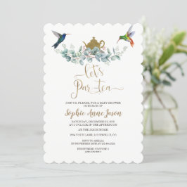 Kolibries Eucalyptus Baby shower Tea Party Kaart