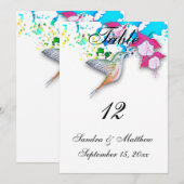 Kolibries & Fuchsia Bruiloft Tafel Nummer Kaarten (Voorkant / Achterkant)