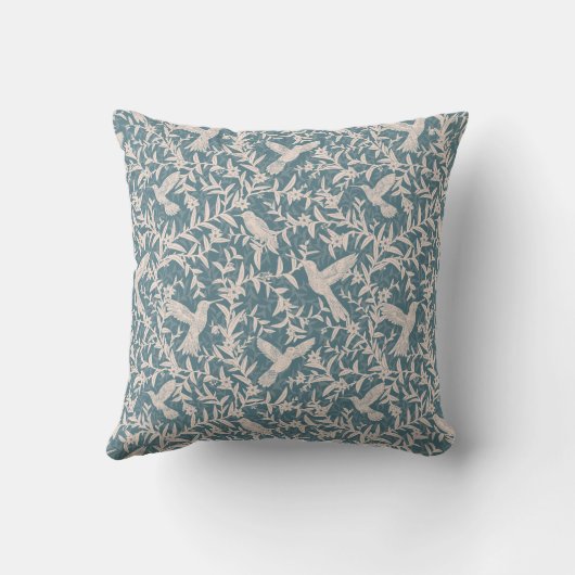 Kolibries gebladerte blauw  kussen (Achterkant)