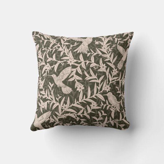 Kolibries gebladerte grillige  Forest Green Kussen (Achterkant)