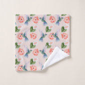 kolibries hibiscus groen roze rood bad handdoek (Wasdoekje)