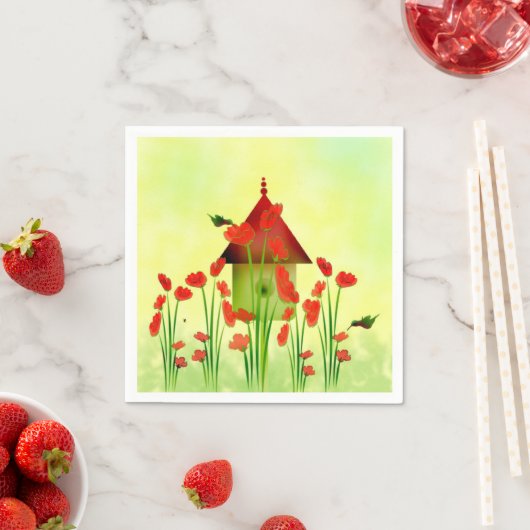 Kolibries in de papavers Papieren servetten (Insitu)