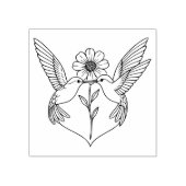 Kolibrie's in Hartvorm met Bloem Lijn Kunst Rubberstempel (Afrduk)