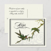 Kolibries in Swirls - Bruiloft Briefkaart RSVP (Voorkant / Achterkant)