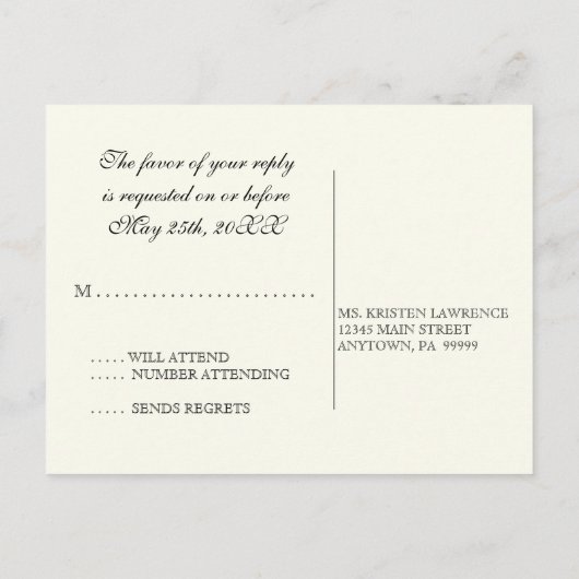 Kolibries in Swirls - Bruiloft Briefkaart RSVP (Achterkant)