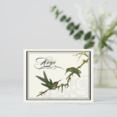 Kolibries in Swirls - Bruiloft Briefkaart RSVP (Staand voorkant)