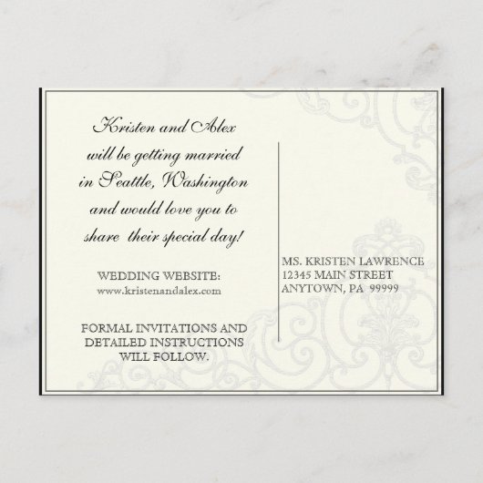 Kolibries in Swirls - Save the Date Briefkaart (Achterkant)