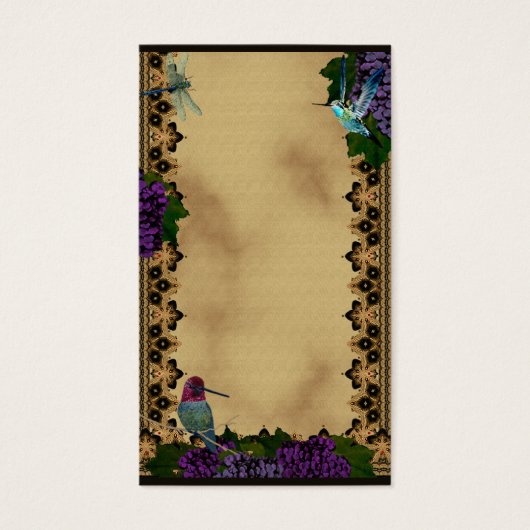 Kolibries, libellen en druiven Victoriaans Visitekaartje (Voorkant)