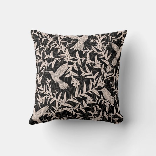 Kolibries loof grillige  antraciet kussen (Achterkant)